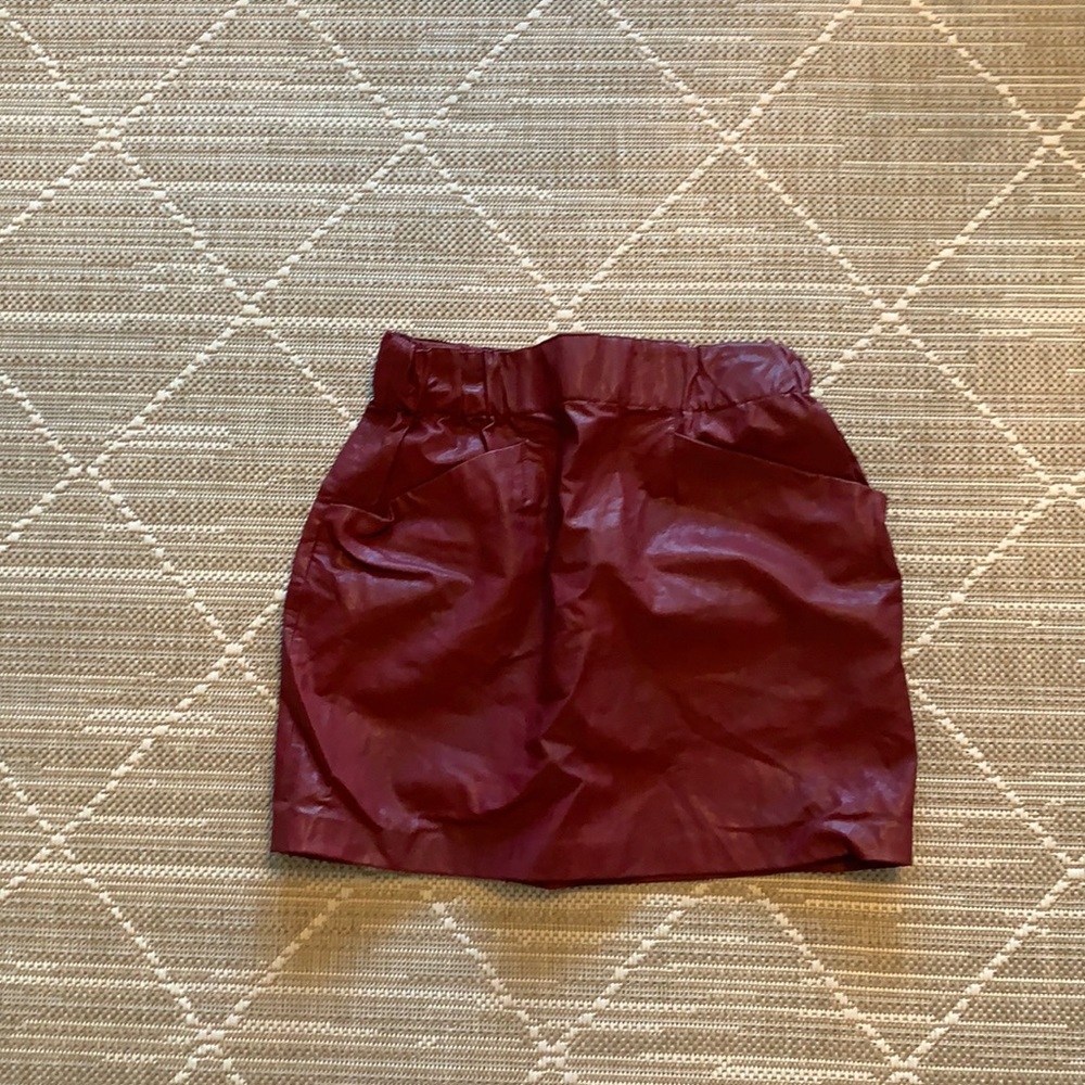 Red faux leather skirt from Zara